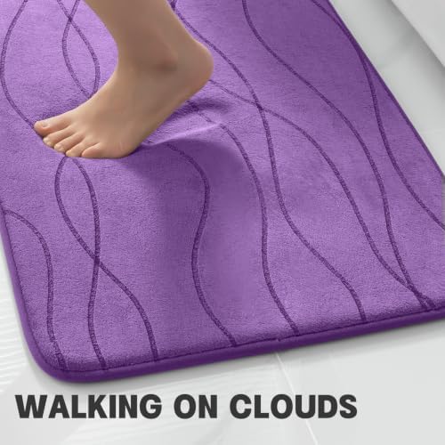 YIHOUSE Bathroom Rugs Set 2 Piece, Memory Foam Bath Mat Purple - Image 4