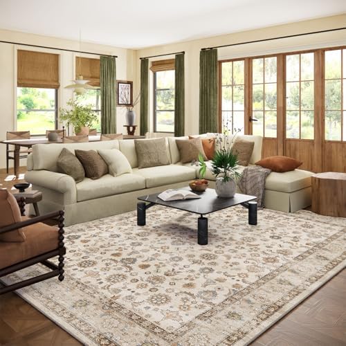 Washable Area Rugs for Living Room: 9x12 Bedroom Rug Boho Vintage Area Rug Stain Resistant Non Slip Low Pile Lightweight Soft Carpets for Dining Room Kitchen Nursery Kids Room Playroom Home Office by palohom