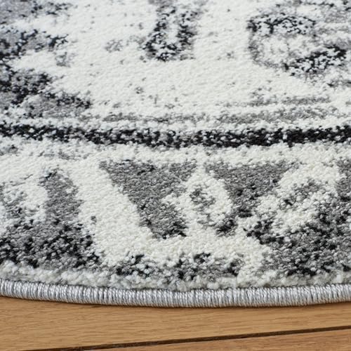 SAFAVIEH Vintage Hamadan Collection Area Rug - 6'7" Round, Grey & Ivory, Traditional Persian Design, Non-Shedding & Easy to Clean, Ideal for Living Room, Bedroom, Dining Space (VTH211G) - Image 5