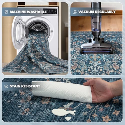 Washable Rugs 8x10 Area Rugs for Living Room,Ultra Soft Faux Wool Retro Carpets,Non Slip Backing,Durable Edge Binding,Stain Resistant,The Large Carpet for Bed Room,Dining Room,Office Decor - Image 5