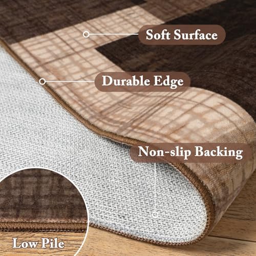 Washable 4x6 Entryway Rug, Area Rugs for Bedroom Kitchen, Chocolate - Image 5