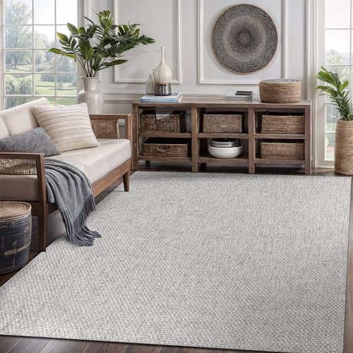 CAMILSON Easy Jute Rug 6x9, Indoor Outdoor Gray Color Farmhouse Area Rugs for Living Room Patio and Kitchen Rug, Solid Boho Woven Design, Easy-Cleaning, Washable Outside Carpet Alfombras (6 x 9) by CAMILSONIndoorOutdoorAreaRugs