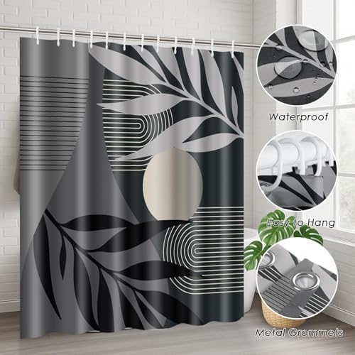 Bathroom Set with Shower Curtain and Rug Set of 4 Abstract Boho - Image 6