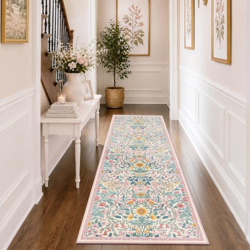 2x6 Floral Runner Rug for Kitchen Washable Hallway Runner Rug - Image 2