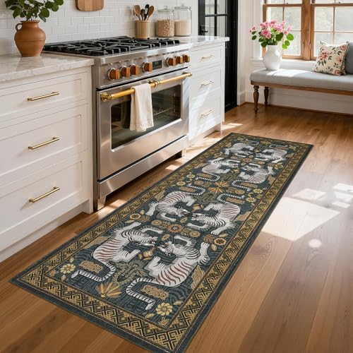 GarveeHome Tiger Print 2.5'x8' Washable Non Slip Runner Boho Hallways Rugs - Image 2