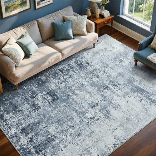 4x6 Ft Abstract Washable Area Rugs for Living Room Blue - Image 2