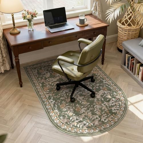jinchan Arched 3x5 Floral Vintage Washable Area Rug, Green - Image 3