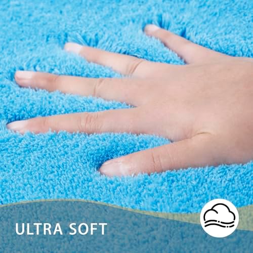 MINIDEAR Bathroom Rugs 32x20 Lake Blue - Thick Memory Foam Bath Mat, Ultra Soft & Plush Fluffy, Non-Slip, Quick Dry, Absorbent Washable Floor Microfiber Mat for Tub, Home Decor Accessories - Image 3