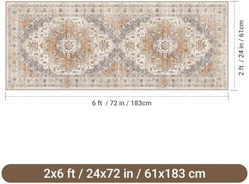 befbee 2x6 Hallway Runner Rug Non Slip Washable Kitchen Rugs Turmeric - Image 2