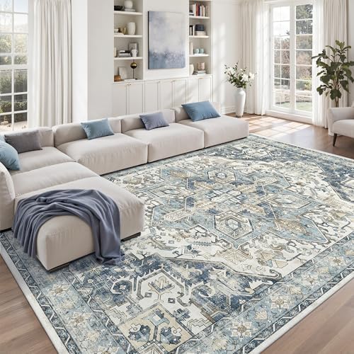 zesthome 8x10 Area Rugs for Living Room,Large Washable Rug,Blue - Image 4