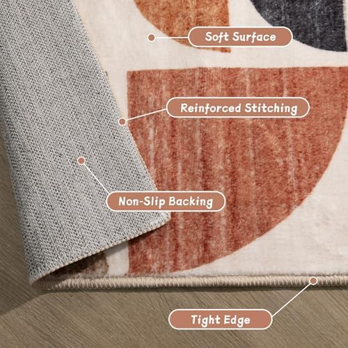 MUJOO Boho Runner Rug Washable 2x8 Area Rugs Non Slip Modern Abstract - Image 6