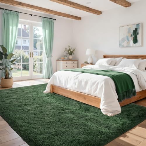 Green Area Rugs for Bedroom Fluffy 4x6 Shag Rug,Plush Living Room Grass Carpet for Kids Teens Indoor Classroom Home Decor Aesthetic - Image 3
