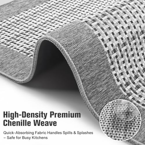 StepRite Kitchen Rugs, Kitchen Mats for Floor, 20"X32"+20"X47", Light Grey - Image 3