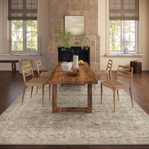 Machine Washable Rugs for Living Room: 10x14 Area Rugs for Bedroom Vintage Stain Resistant Non Slip Low Pile Lightweight Boho Carpet for Kitchen Dining Room Farmhouse Kids Room Nursery - Image 6