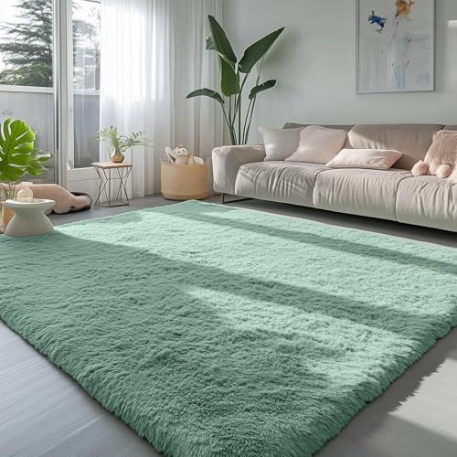 Sage Green Rugs for Bedroom 4x6 Ft, Fluffy Plush Fuzzy Carpet for Kids Room - Image 5