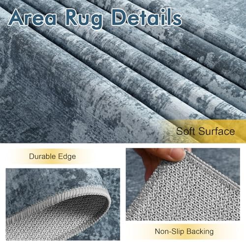 6x9 Ft Abstract Washable Area Rugs for Living Room Blue - Image 6