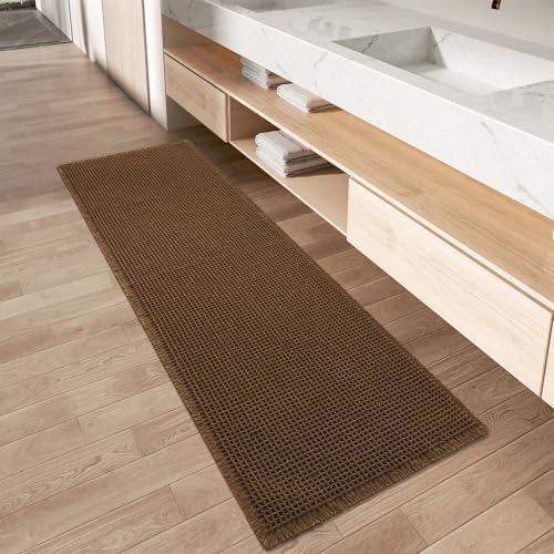 Upgraded Waffle Bath Mat Runner Absorbent Non Slip Bathroom Mat, 2' x 6' by AMOAMI