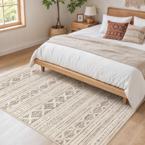 Nakagishi Boho 4x6 Area Rug Living Room Rugs Machine Washable Dark Brown - Image 2