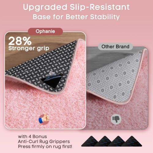 Ophanie Pink Area Rugs for Bedroom Girls, 5x7 Kids Fluffy Fuzzy Furry Shag Carpet, Plush Soft Cute Baby Shaggy Bedside Indoor Floor Rug for Teen Dorm Decor, Nursery with Over 99 pcs Pile fibers - Image 4