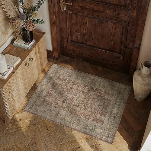 Washable Vintage Red Kitchen Runner Rug Set of 3 - Image 3