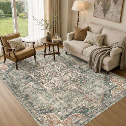 UERMEI 6x8 Area Rug for Living Room Washable Vintage Non Slip Green Carpet by UERMEI