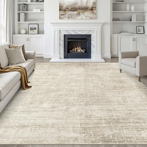 LOONGRUG 9x12 Area Rug Washable Neutral Modern Rug for Living Room Beige by LOONGRUG