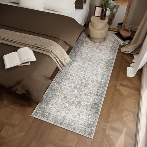 Washable Kitchen Rug Runners for Hallways: 2'6"x8' Bedroom Rug Non Slip Low-Pile Stain Resistant Soft Indoor Floor Carpet Runner for Indoor Entryway Hallways Kitchen Laundry Room Beside Farmhouse - Image 3