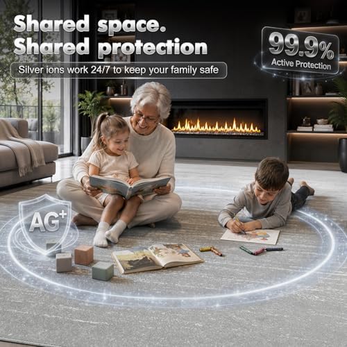 LIANLAM 8x10 Silver Infused Self-Cleaning Rug for Living Room (8x10,Silver) - Image 6