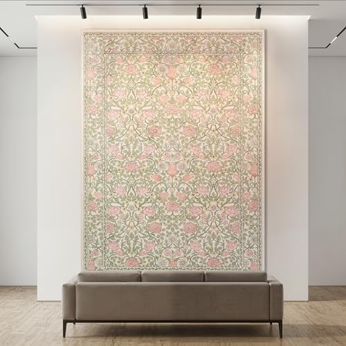 GarveeHome Pink Green Beige Floral 3x5 Area Rug for Nursery Bedroom - Image 4