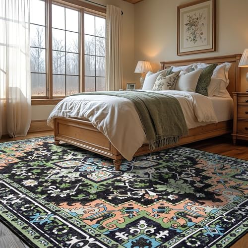 Lofus 9x12 Area Rug for Living Room Bedroom, Dark Green Washable Carpet - Image 2