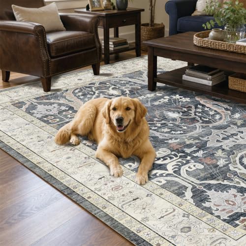 Area Rug Living Room Rugs 5x7 Washable Floral Rug - Image 6