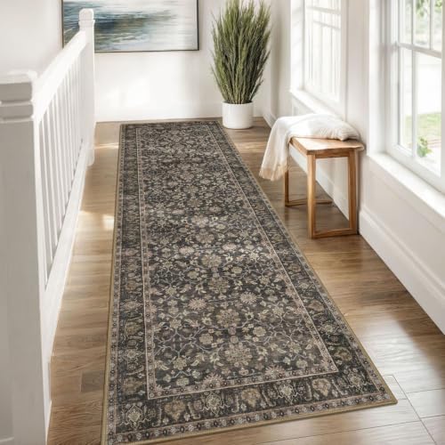 KUTA Vintage Wide Runners for Hallways 3x8 ft Brown Washable Kitchen Runner - Image 3