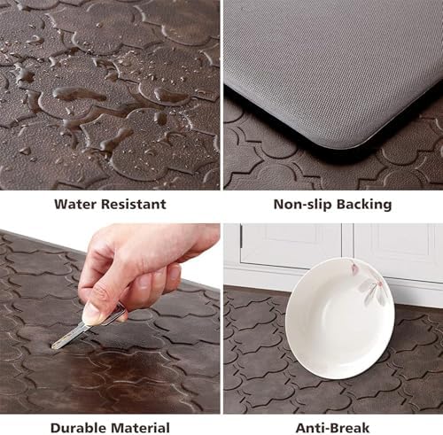 WISELIFE Kitchen Mat Cushioned Anti Fatigue Floor Mat,17.3"x60", Thick Non Slip Waterproof Kitchen Rugs and Mats, Standing Mat for Floor,Home,Office,Desk,Sink, Brown - Image 3