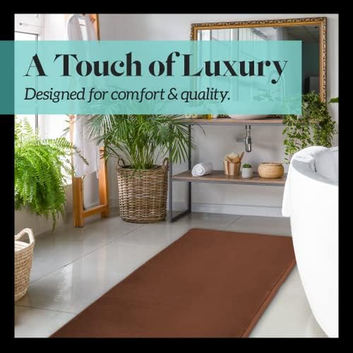 Memory Foam Bath Mat Non Slip Absorbent Super Cozy Velvet Bathroom Rug Carpet (20 inches X 32 inches, Brown) - Image 3
