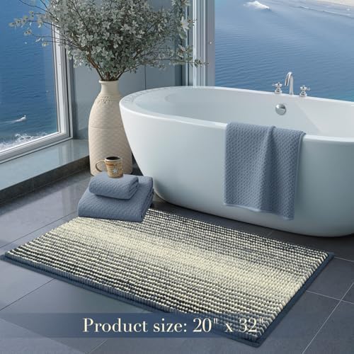 BSICPRO Bathroom Rugs, 20x32 Chenille Bath Mats, Haze Blue - Image 6