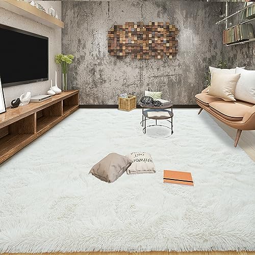 Tepook 5x8 Soft Fluffy Rug for Bedroom Fuzzy Cream Rugs for Living Room - Image 3