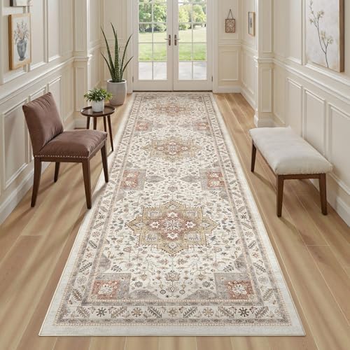 cotiled 3x8 Hallway Runner Rug for Entryway, Non-Slip Vintage, Golden Taupe - Image 4