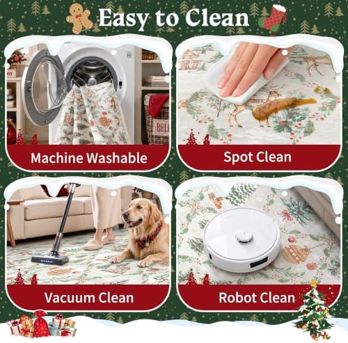 2x3 Christmas Small Non-Slip Area Rug, Grey Washable Entryway Carpets - Image 6