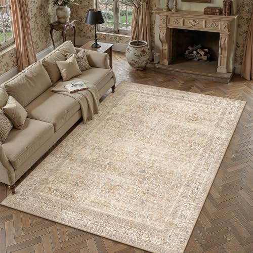 8x10 Beige Neutral Retro Area Rug - Image 3