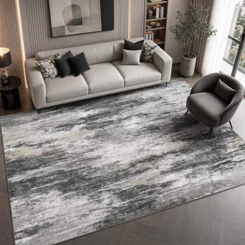 6x9 Area Rug Living Room, Modern Abstract Washable Indoor Carpet Light Grey by AMADAHOMEFURNISHING
