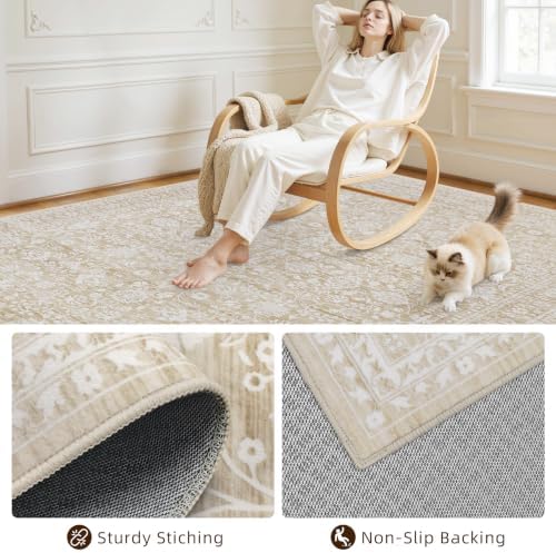 3x6 Hallway Washable Runner Rug: Kitchen Carpet Natural Beige - Image 6