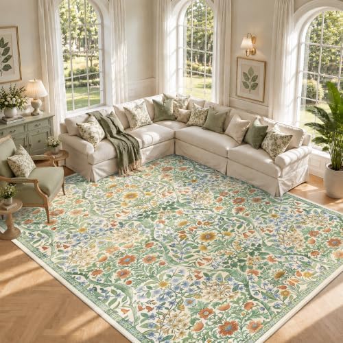 10x14 Large Floral Area Rug Soft Living Room Rug Indoor Carpet by NakedCloud