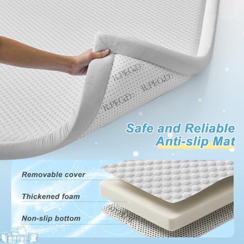 Baby Play Mat for Floor Nursery Rug Muscle Area Playroom Rug Elastic Foam 79x110 Playpenmat Elastic Foam 1.3" Thick Crawling Mat for Babies,Toddlers, Infants, Kids(Ripple Light Grey) - Image 4