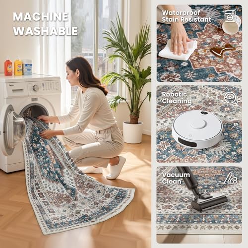 zesthome 9x12 Area Rugs for Living Room,Large Washable Rug,Blue - Image 5
