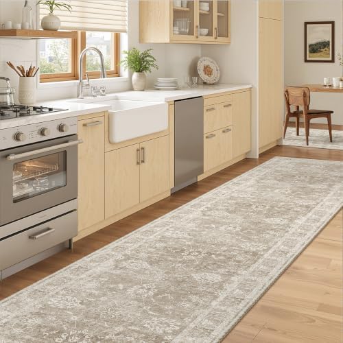 Madane Rug Runner for Hallway 2.5x12,Washable Kitchen Runner Rug Brown/Sand by Madane