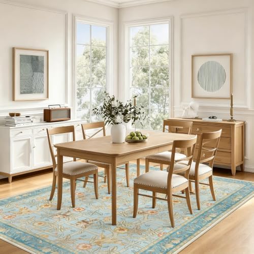 5x7 Living Room Rug, Non-Slip Floral Vintage Washable Area Rug for Bedroom - Image 3