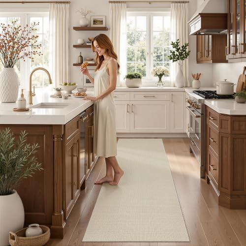 Valenrug 2x5 Runner Rug Non Slip, High-Low Pile Runners for Hallways, Beige by Valenrug