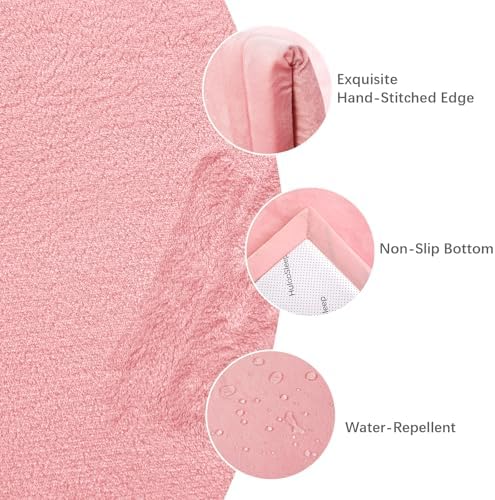 Play Mat for Babies Toddlers,1.3" Thick Elasti-Foam Anti-Fall Cushion Mat for kids Room,28×72 Bedroom Bedside Rugs,Water-Repellent Soft Coral Velvet,Non-Slip(Pink) - Image 2