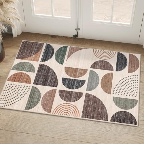 MUJOO Small Rug Washable,2x3 Area Rugs Non Slip Modern Abstract by MUJOO