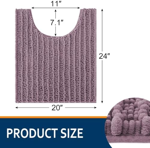 Smiry Bathroom Toilet Rugs U Shaped 24X20, Chenille Bath mats for Toilet - Image 2